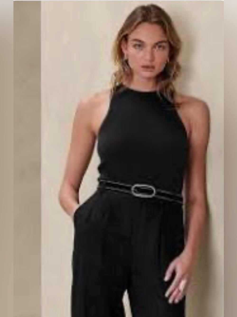Banana Republic Milano Silk Cashmere Sweater Tank Black Sleeveless Knit Size L
